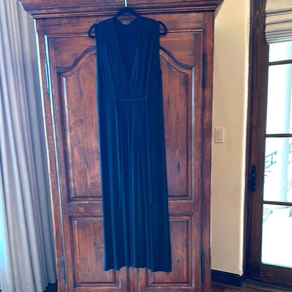 Sleeveless Black Maxi Dress with V-Neck